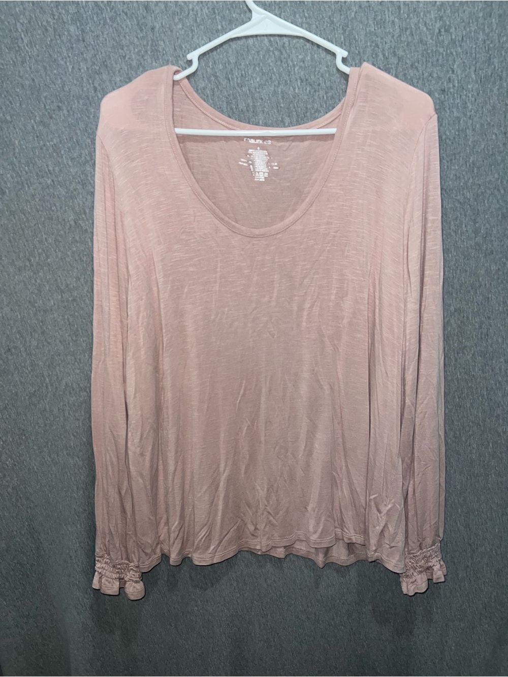 Maurices Dusty Rose Scoop Neck Long Sleeve Top